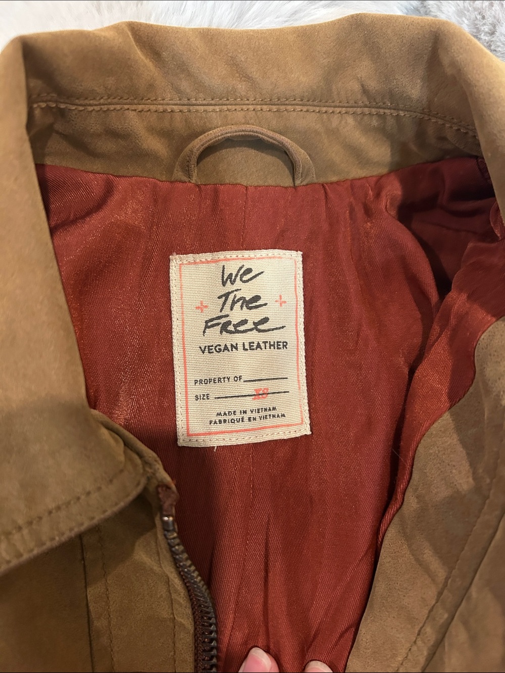 Free People We The Free Blair Vegan Faux Leather Suede Jacket Caramel Cafe XS - Picture 4 of 7